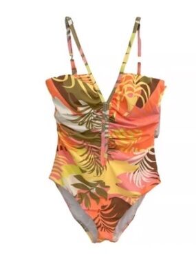 Sanctuary One Piece Tropical Plant Print Swimsuit, Large